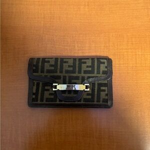 Fendi Black and Green Clutch- Vintage